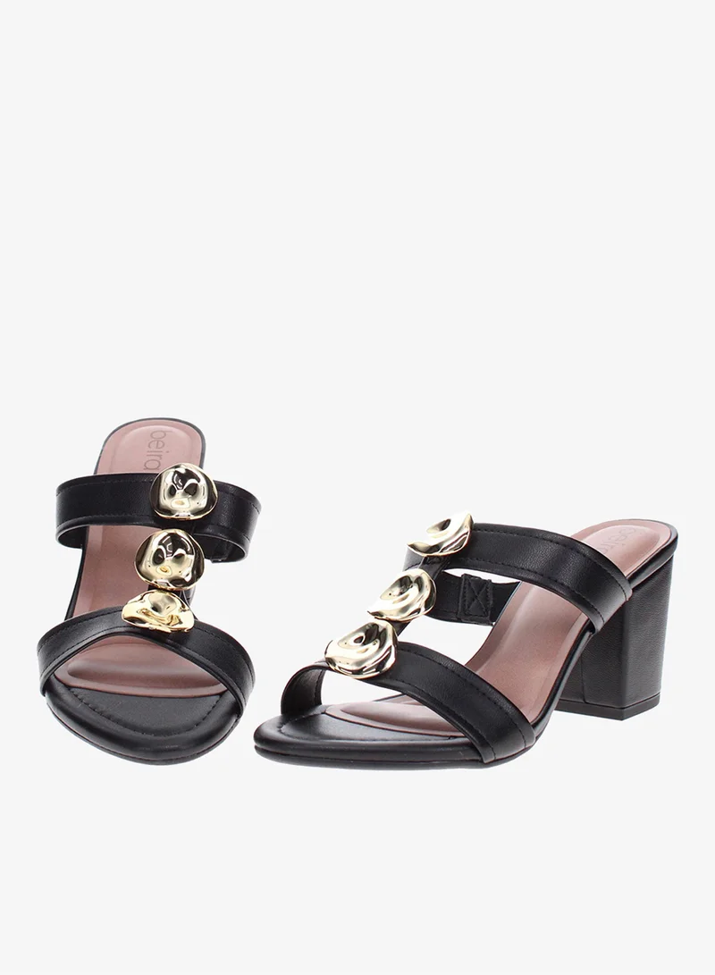 Beira Rio Black Beira Rio Women’s Mid Heel Sandals – Stylish Everyday Wear with Comfortable Support for Women | Best Price UAE