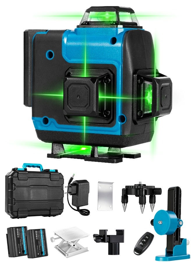 ALongDeng Laser Level 360 Self Leveling 16 Lines Green Beam Laser Level 4x360 4D Cross Line Lazer Level for Construction with Remote Control Multiple Stands Rechargeable Batteries Anti-fall Box - Image 1