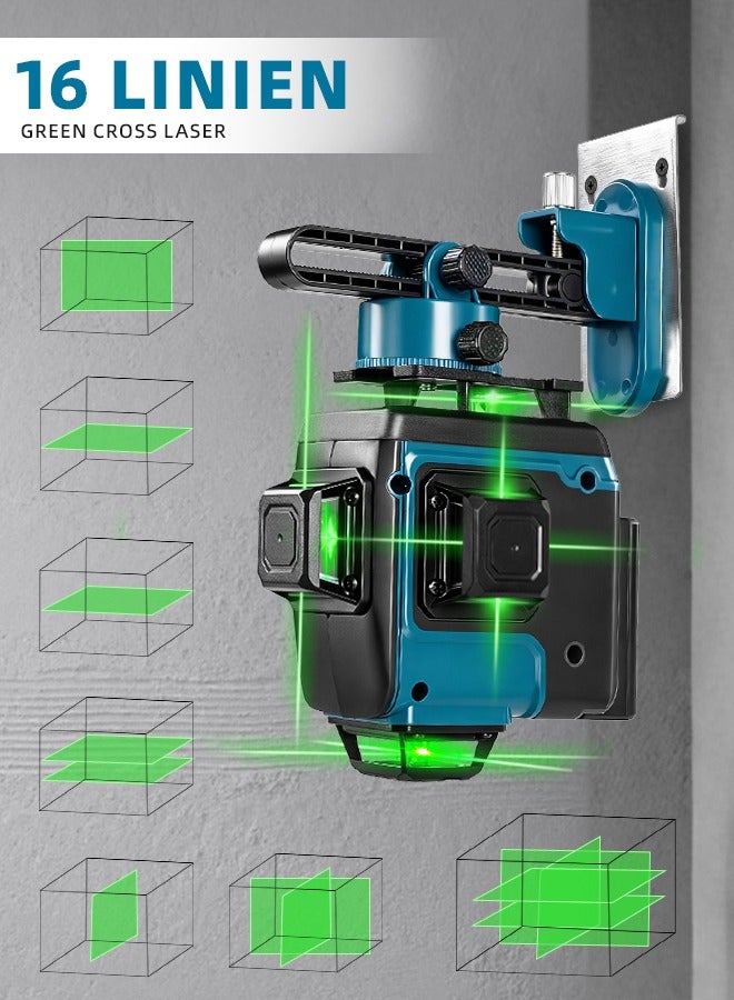 ALongDeng Laser Level 360 Self Leveling 16 Lines Green Beam Laser Level 4x360 4D Cross Line Lazer Level for Construction with Remote Control Multiple Stands Rechargeable Batteries Anti-fall Box - Image 2