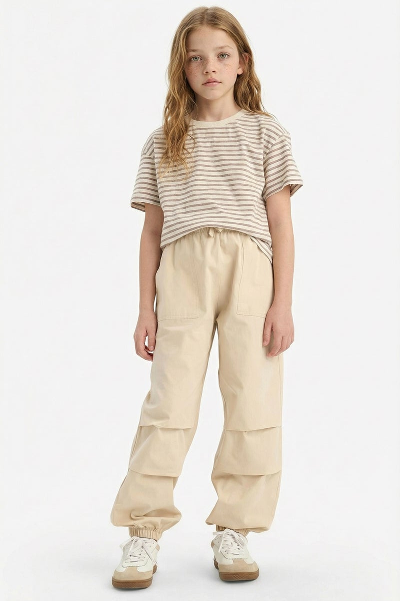 DeFacto Beige Girl Girl Parachute Jogger Pants Casual - Image 1