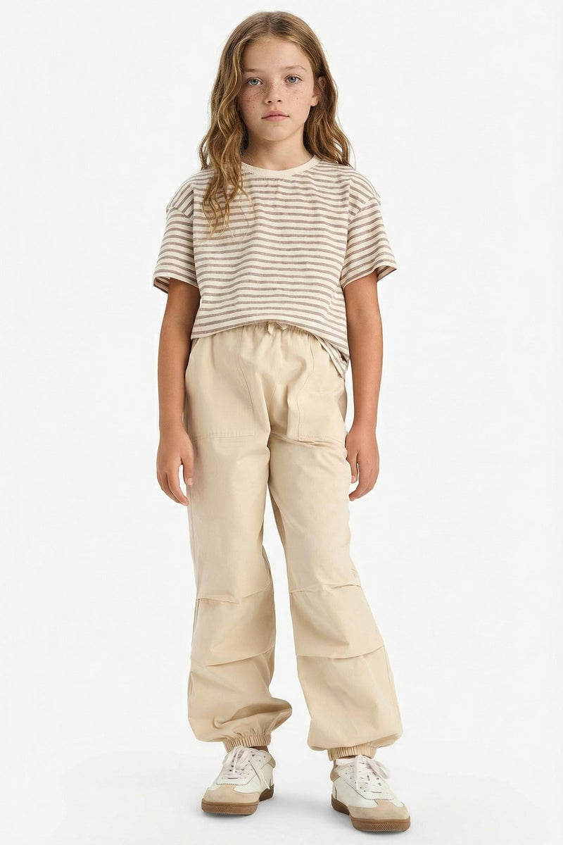 DeFacto Beige Girl Girl Parachute Jogger Pants Casual - Image 3