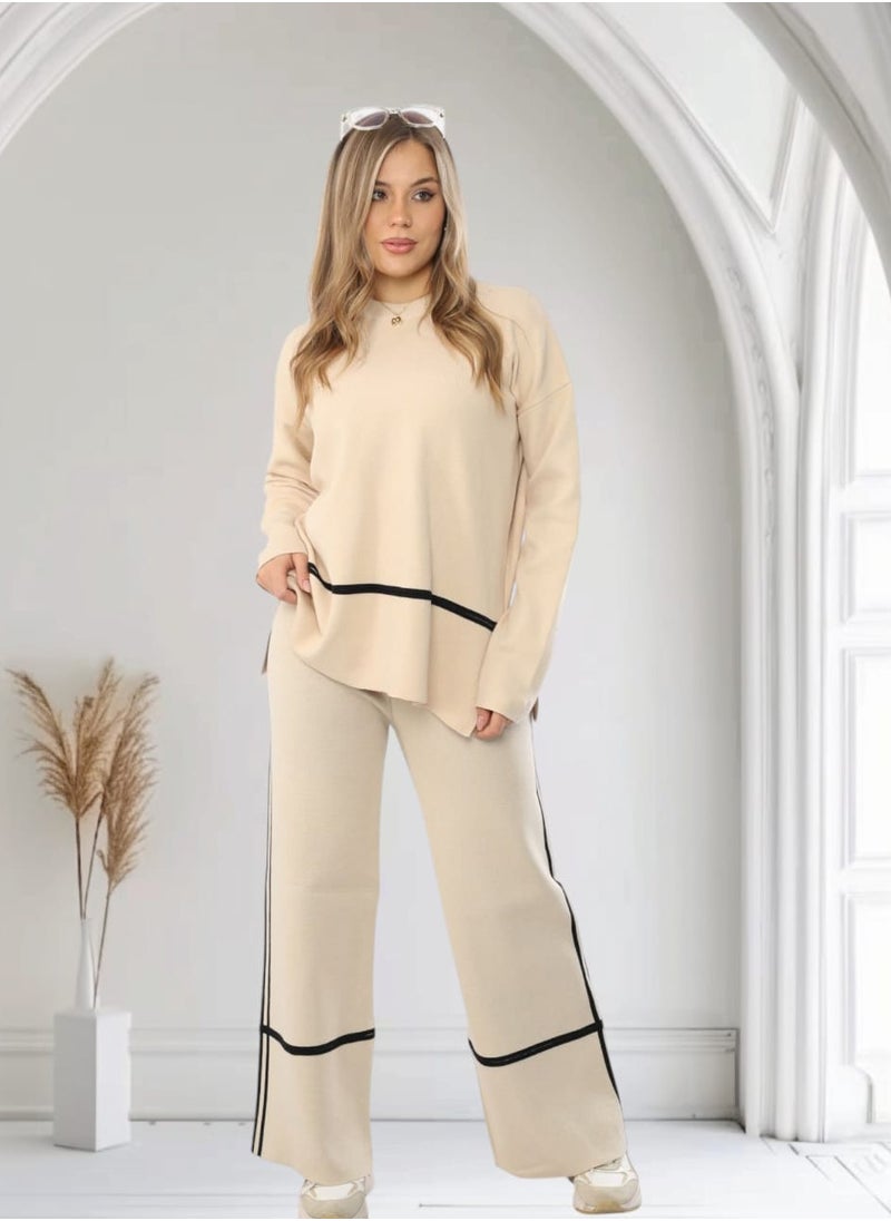 Women's winter pullover + trousers set of two pieces - elegant and modern design that gives you warmth and comfort during cold days inside and outside the house Dressing 50 to 80 kg