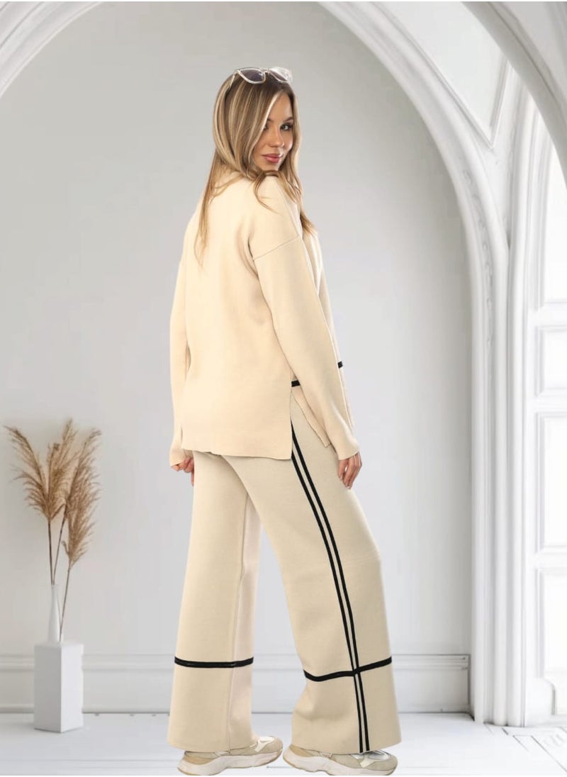 Women's winter pullover + trousers set of two pieces - elegant and modern design that gives you warmth and comfort during cold days inside and outside the house Dressing 50 to 80 kg