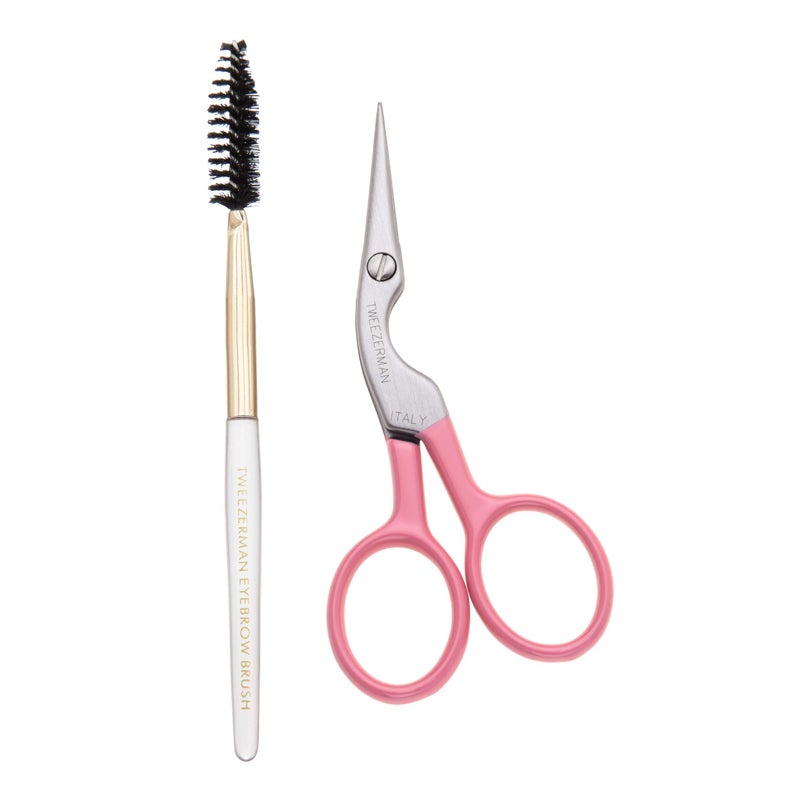 مقص وش Brush لتشكيل الحواجب من تويزرمان بتصميم حصري بلون الورد الشاي