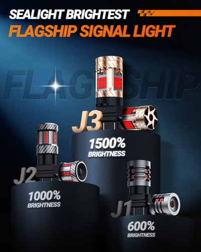 SEALIGHT 3157 LED Bulb Red, Anti Hyper Flashing LED Brake Light Bulbs, 3057 3056 3156 3156 3157NA LED Tail Light Bulbs, Blinker Brake Lights Bulbs, With Built in Resistor, Plug-N-Play, Pack of 2 - Image 4