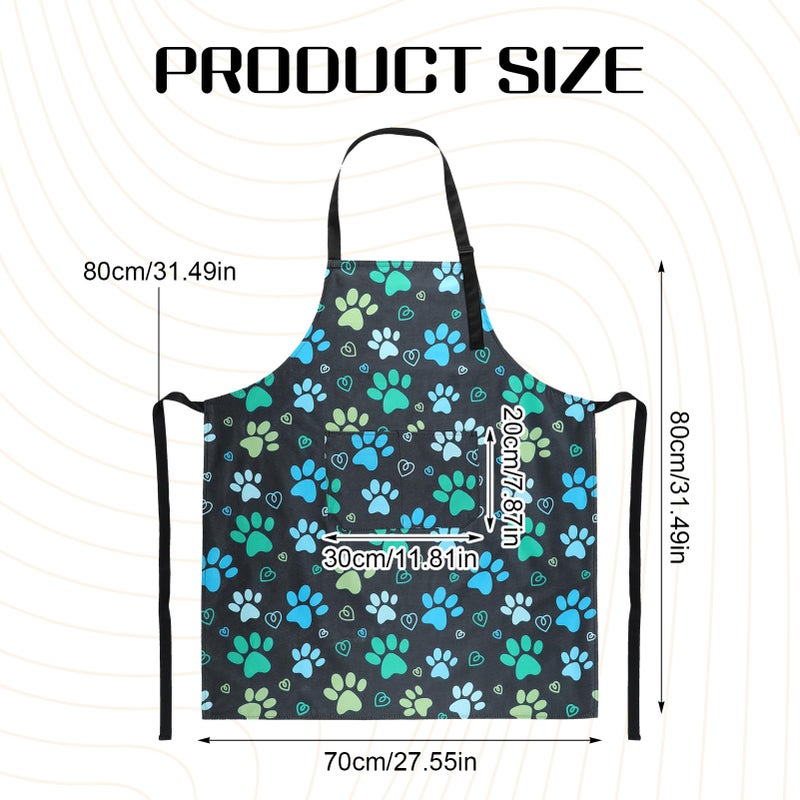 XLSXEXCL Dog Grooming Waterproof Apron with 2 Pockets, Cute Puppy Pets Apron, Adjustable Painting Gardening Cooking Gift for Men Women (Green) - Image 2