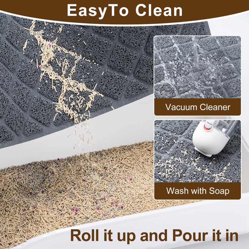 BOOMIBOO Cat Litter Mat Litter Box Mat,Litter Trapping Mat Premium Durable PVC Pad, 23 x 14 Inches, Easy to Clean,Non-Slip,Urine Waterproof,Black - Image 5