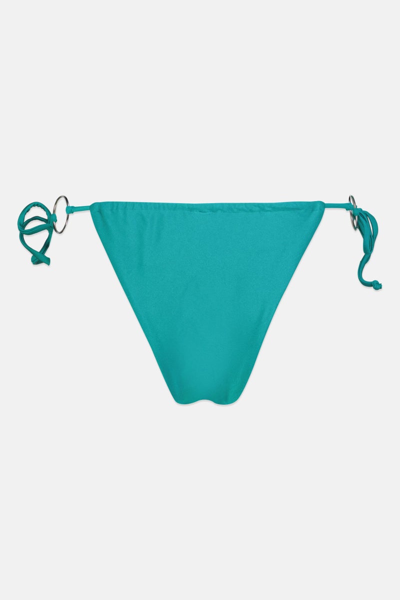 Bershka Women Plain Tie Closure Swimwear Bikini Bottom, Turquoise - Image 2