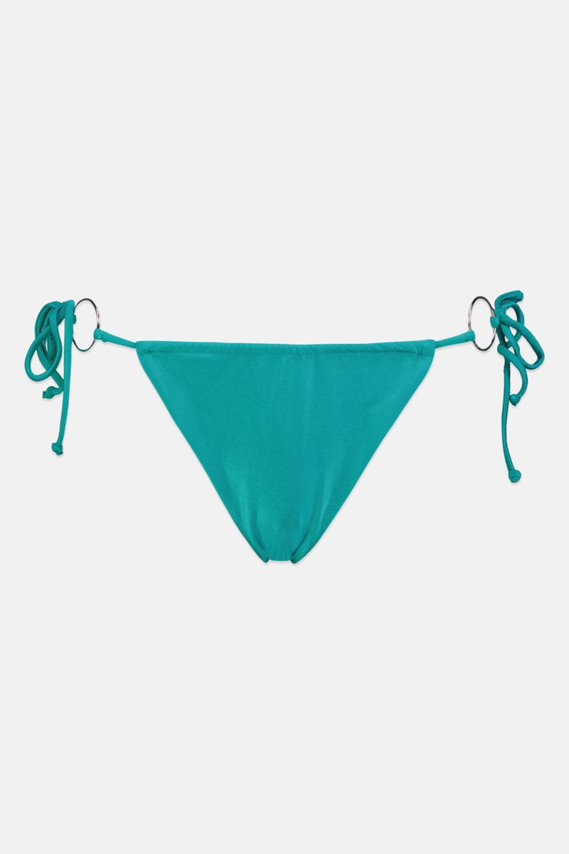 Bershka Women Plain Tie Closure Swimwear Bikini Bottom, Turquoise - Image 1