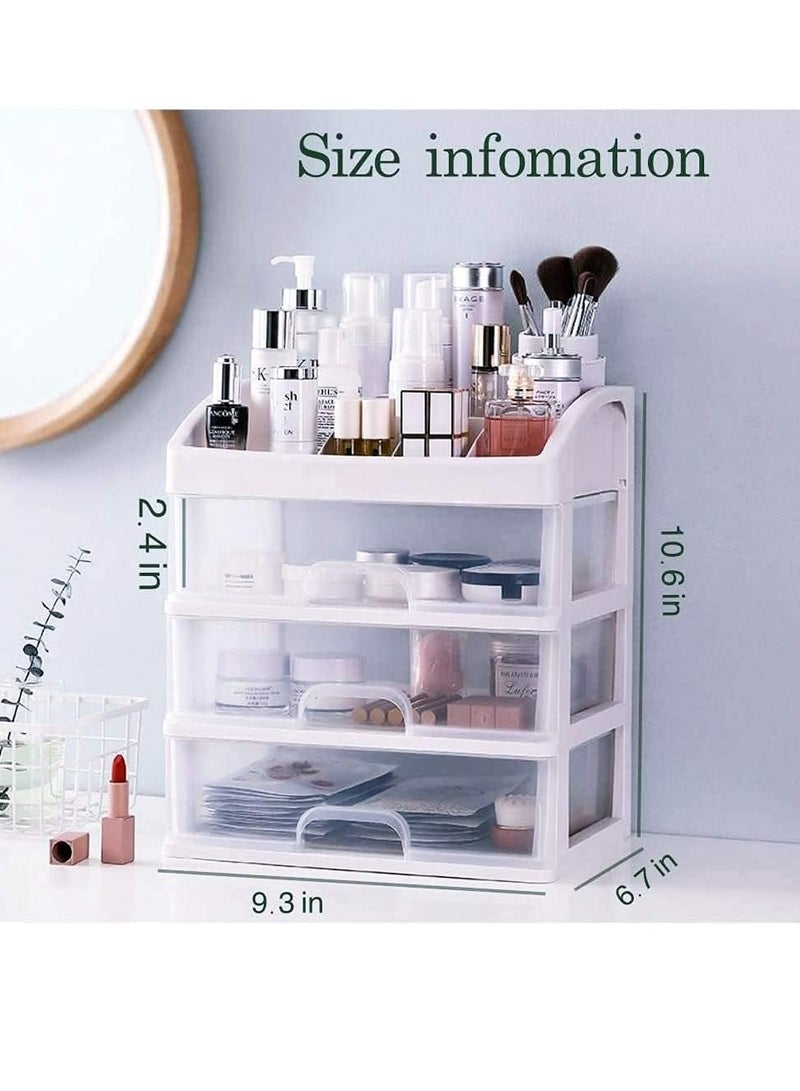 JOMILA Makeup Organizer with 3 Drawers, Bathroom Vanity Countertop Storage for Cosmetics, Brushes, Lotion, Nail Lipstick and Jewelry - Image 3
