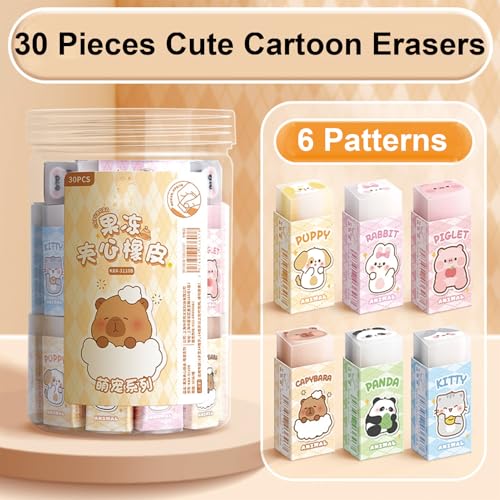MOZXIRZ 30 Pcs Cute Erasers Cartoon Animal Eraser Kawaii 3D Erasers Pencil Eraser for Students Girls Boys Women School Office Supplies Small Eraser Gift Pack Animal - Image 3