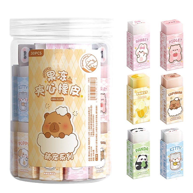 MOZXIRZ 30 Pcs Cute Erasers Cartoon Animal Eraser Kawaii 3D Erasers Pencil Eraser for Students Girls Boys Women School Office Supplies Small Eraser Gift Pack Animal - Image 2