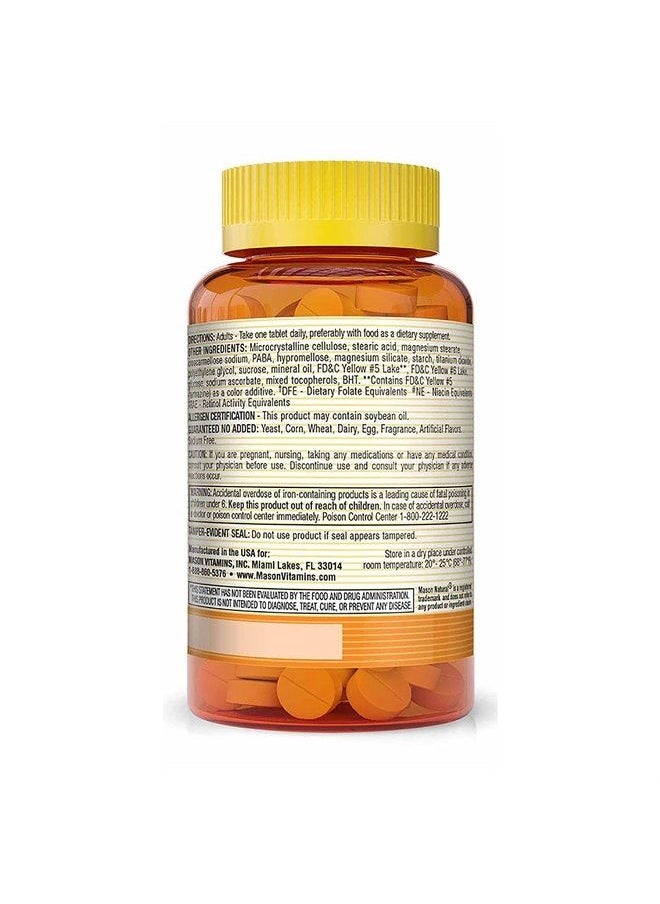 Daily Multiple Vitamins with Iron, Vitamins A, C, D, E, B1, B2, B3, B6, B12, Folate and Calcium for Overall Health, 365 Tablets
