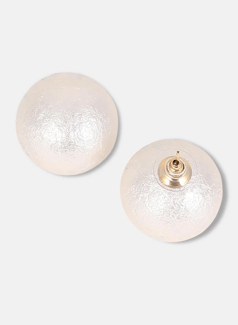 SOHI Women The Celestrial-Orb Stud Earrings | Ivory White & California Gold Colour | One-Size | Artificial Bead Alloy Material | Push Back Closure | Earrings For Casual & Evening Wear