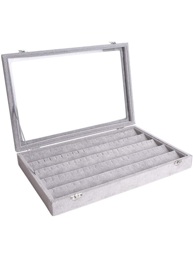 Padom Jewelry Tray, Multi-Functional Jewelry Organizer with Lid & Lock for Ring, Earring, Stud, Necklace, Bracelet, Watch, Soft ice Velvet Jewelry Showcase Display Tray (Earrings) - Image 1