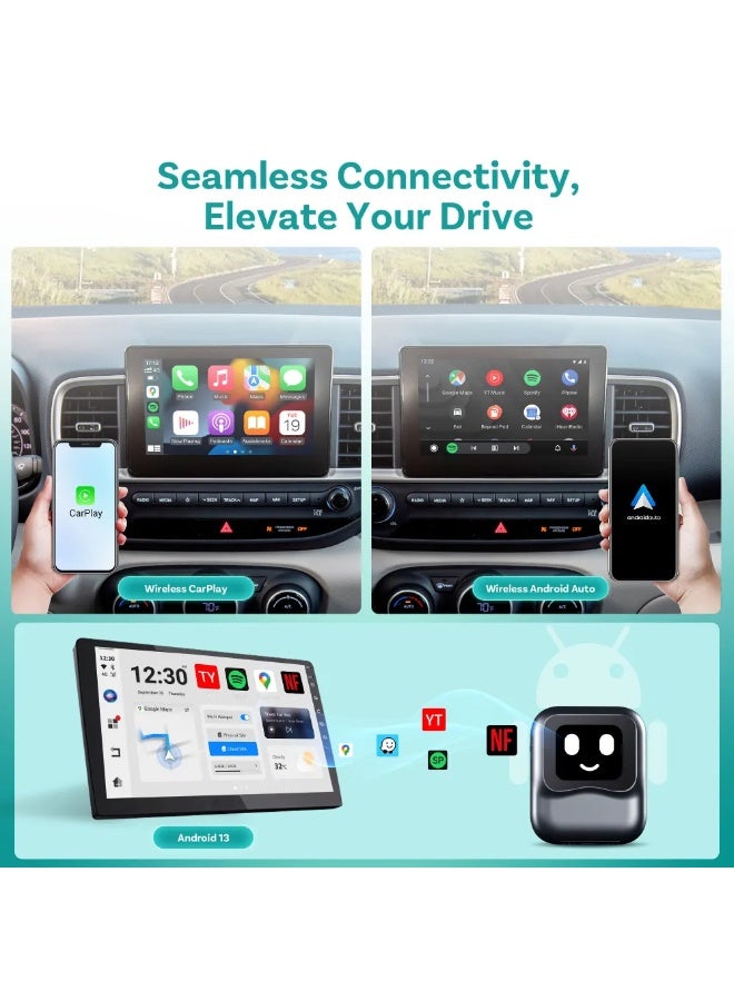 OTTOCAST Wireless CarPlay AI Box Nano, Android 13, 8GB RAM + 128GB Storage, AI Voice Assistant, SIM/Micro SD Support, Split-Screen, Android Auto Compatible - Image 3