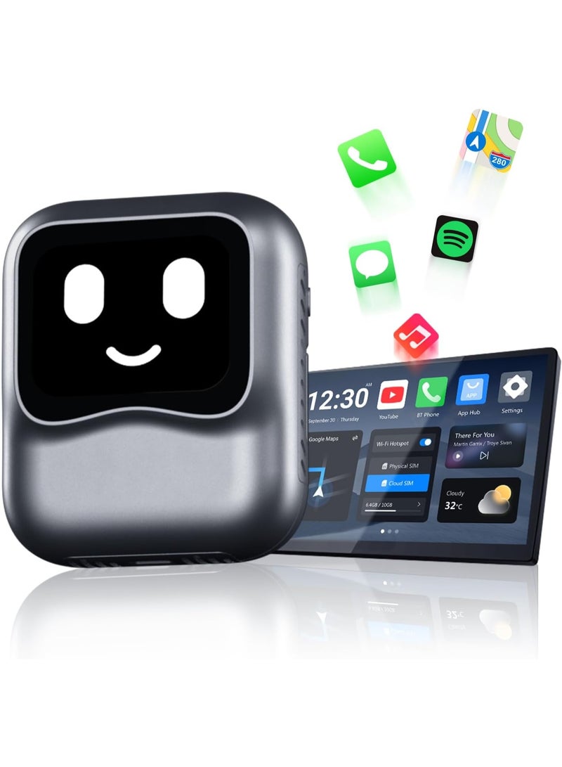 OTTOCAST Wireless CarPlay AI Box Nano, Android 13, 8GB RAM + 128GB Storage, AI Voice Assistant, SIM/Micro SD Support, Split-Screen, Android Auto Compatible - Image 1