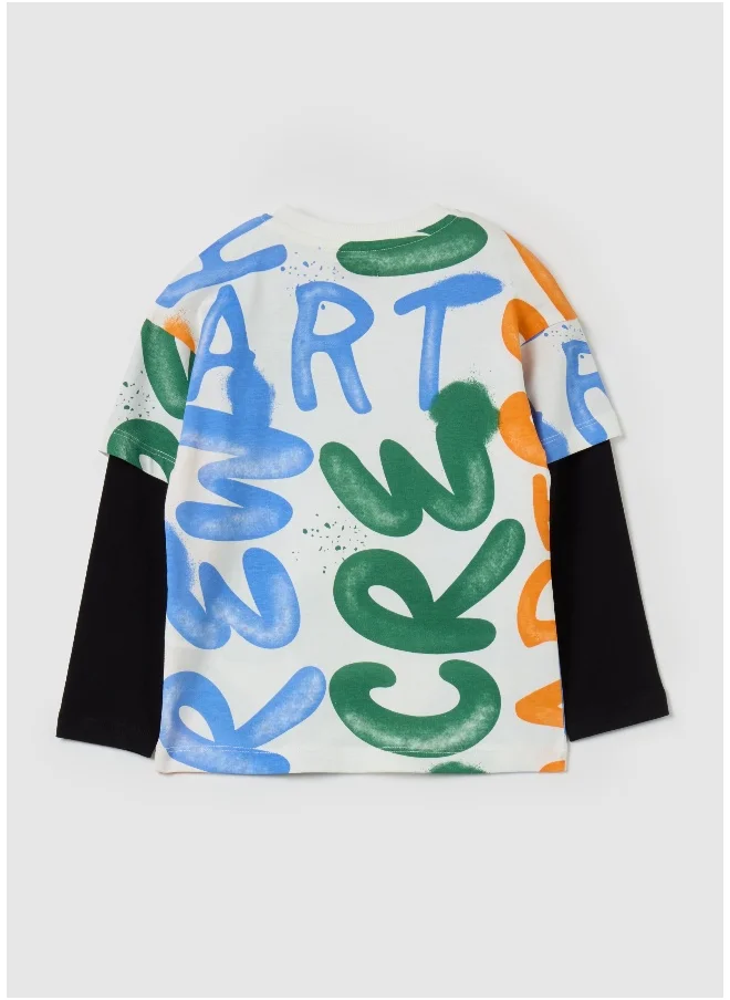 او في اس Long-sleeved, printed T-shirt