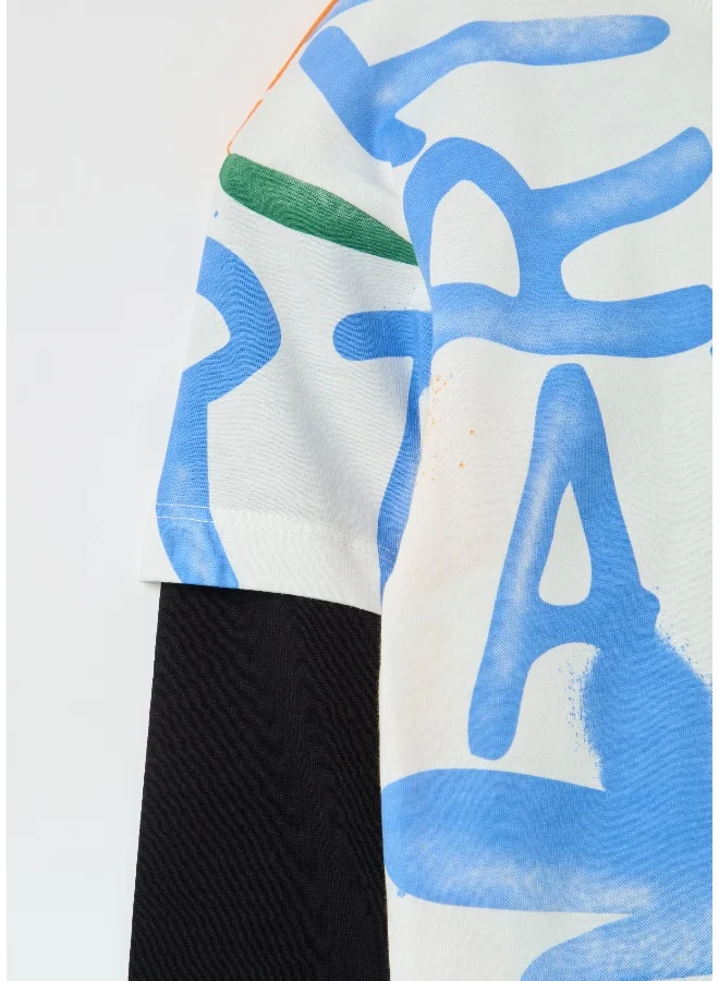 او في اس Long-sleeved, printed T-shirt