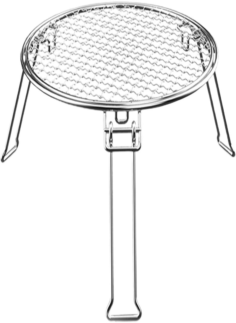 GGOOT - Folding Camping Grill, Stainless Steel Camping Cookware, Fire Pit Grill Cooking Grate, Outdoor Campfire BBQ Grill For Backpacking Hiking Travel Picnic, Round - Image 1