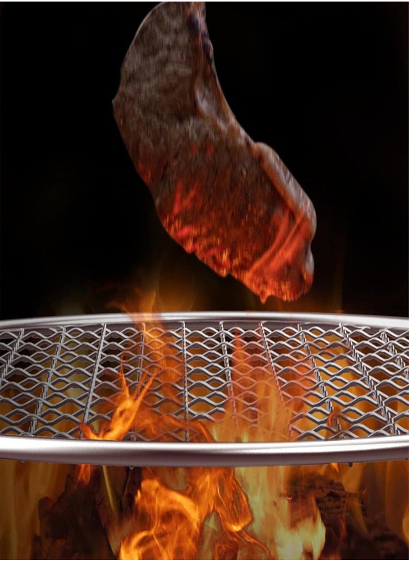 GGOOT - Folding Camping Grill, Stainless Steel Camping Cookware, Fire Pit Grill Cooking Grate, Outdoor Campfire BBQ Grill For Backpacking Hiking Travel Picnic, Round - Image 1