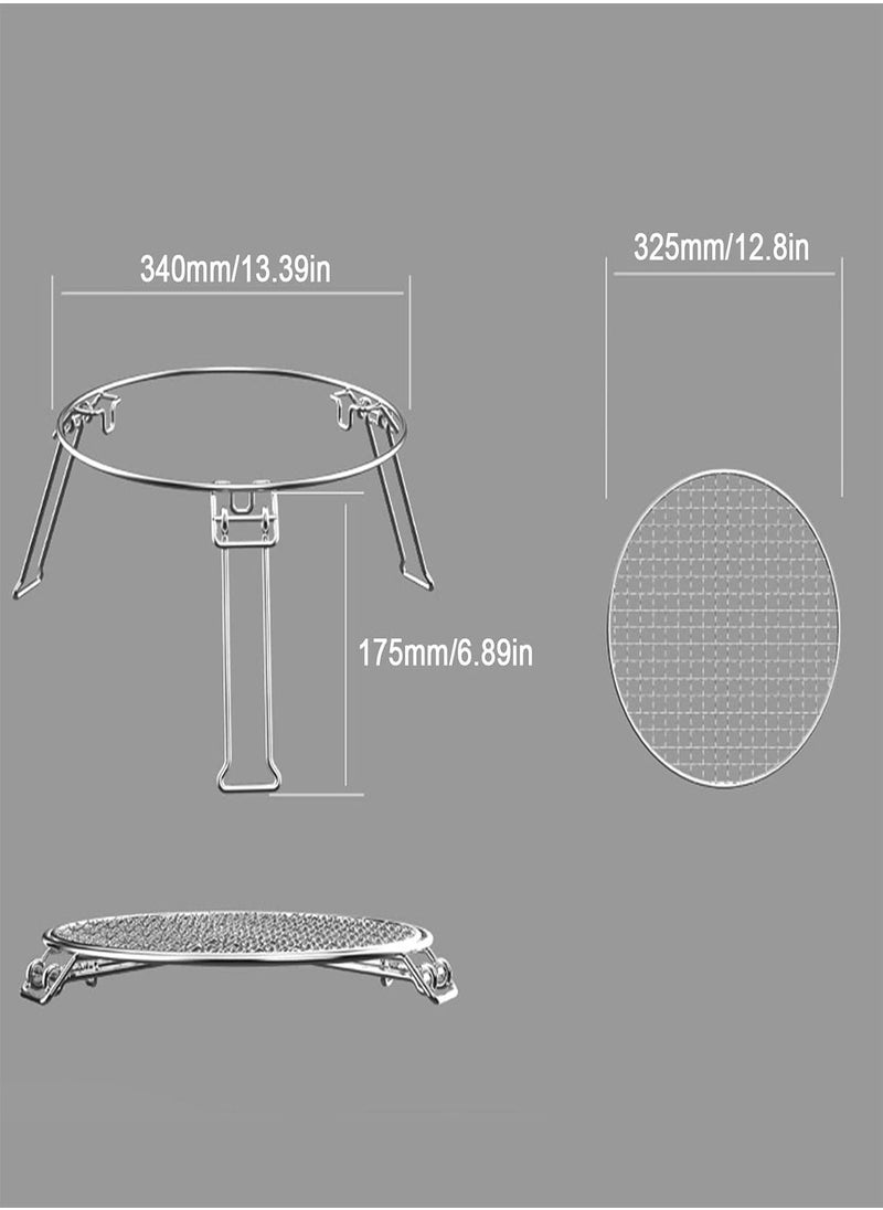 GGOOT - Folding Camping Grill, Stainless Steel Camping Cookware, Fire Pit Grill Cooking Grate, Outdoor Campfire BBQ Grill For Backpacking Hiking Travel Picnic, Round - Image 1