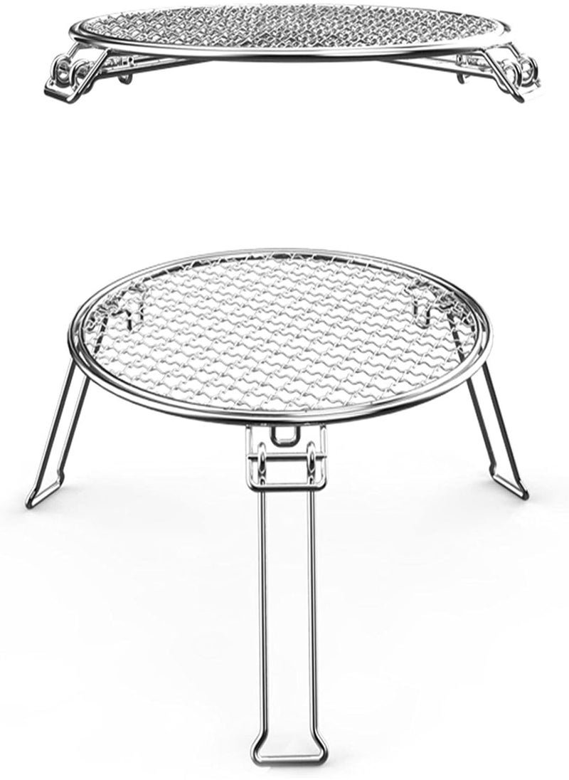 GGOOT - Folding Camping Grill, Stainless Steel Camping Cookware, Fire Pit Grill Cooking Grate, Outdoor Campfire BBQ Grill For Backpacking Hiking Travel Picnic, Round - Image 1