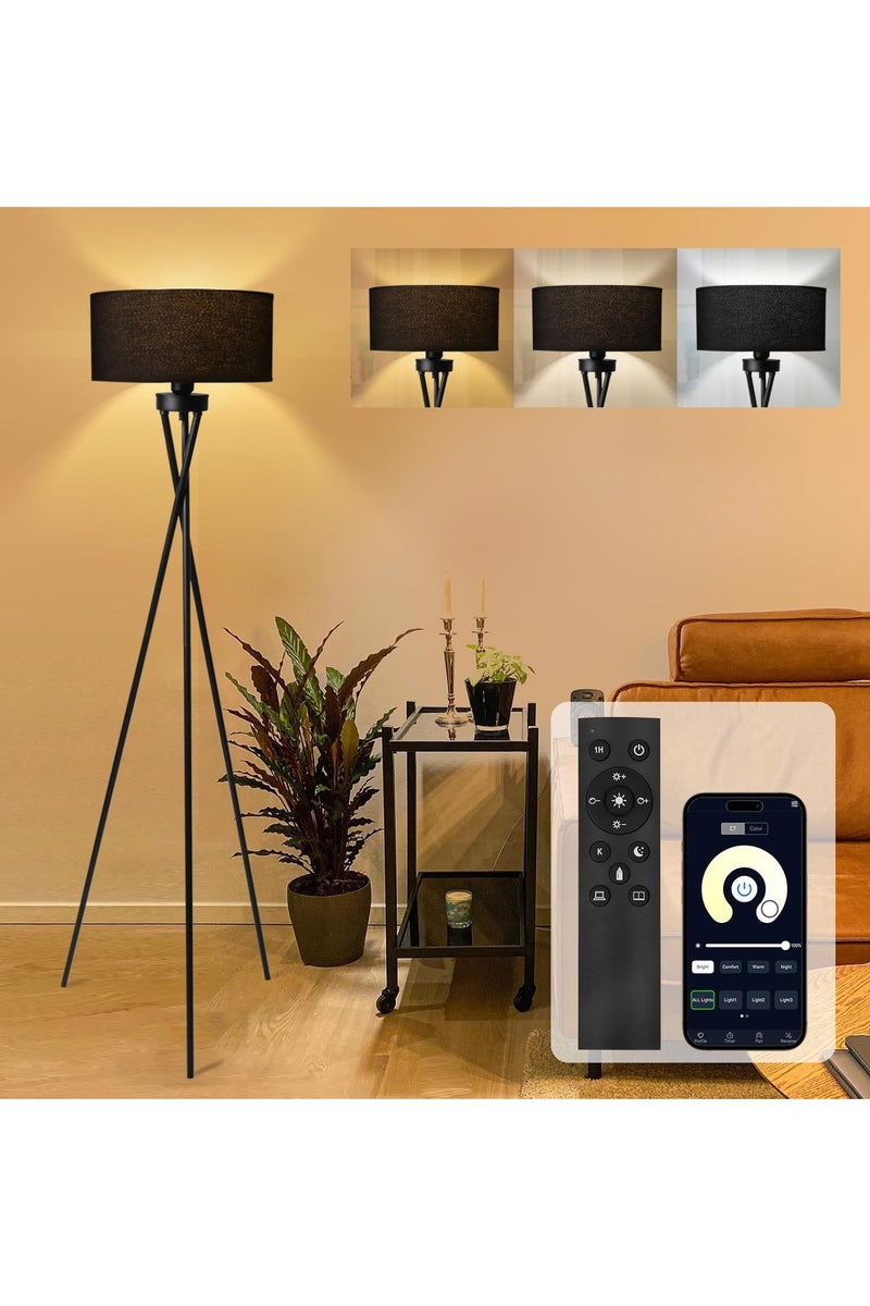 Castlery Triangle Floor Lamp App& Remote Control Dimmable Standing Lamp 12W Corner Floor Lamp,  Suitable for Study, Bedroom, Living Room - Image 1