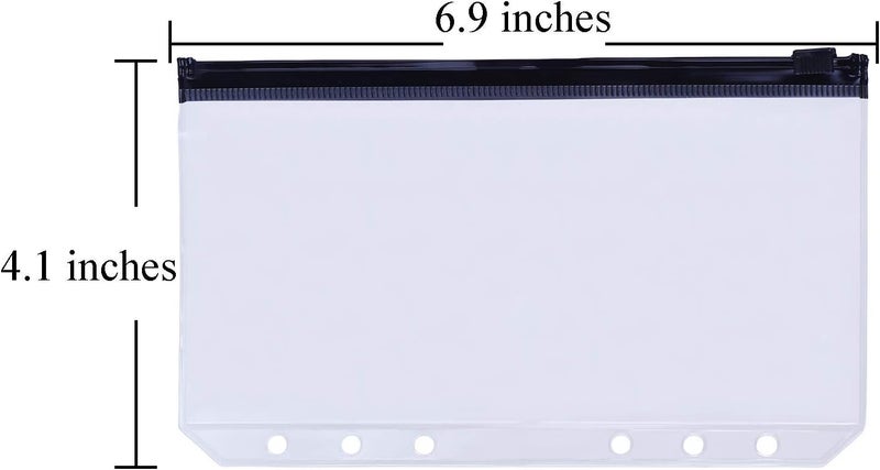 Antner 12PCS A6 Binder Pockets 6-Hole Budget Cash Envelopes Multicolor Zipper Money Organizer for Cash Stuffing, Waterproof PVC A6 Planner Inserts Binder Pouches Loose Leaf Document Storage Bags - Image 2