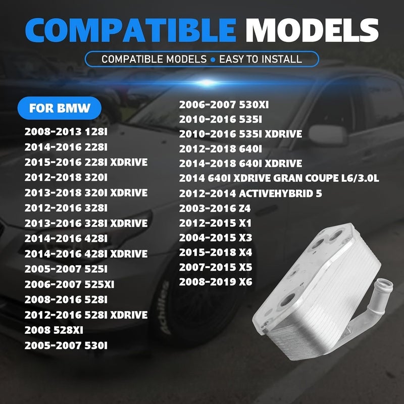 Oil Cooler 11427525333 Compatible With BMW 128i 228i 320i Up To 2019 - Image 3