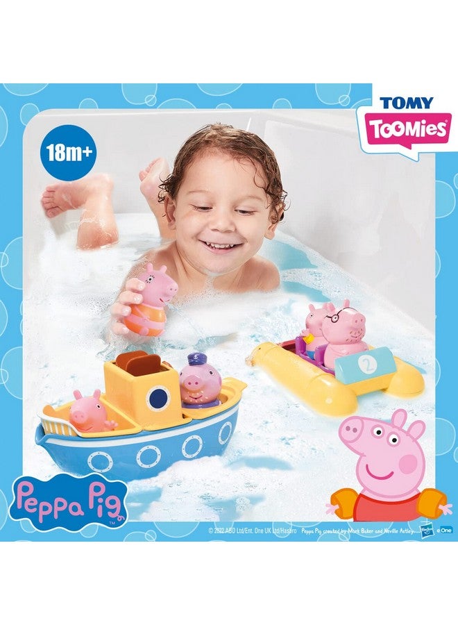 TOMY Toomies Peppa Pig Bath Toys - Peppa’s Boat Adventure Bath Toy Set - Includes 2 Boat Toys and 5 Peppa Pig Figures - Peppa Pig Toy Boats - Toddler Bath Toys for 18 Months and Up - Image 2