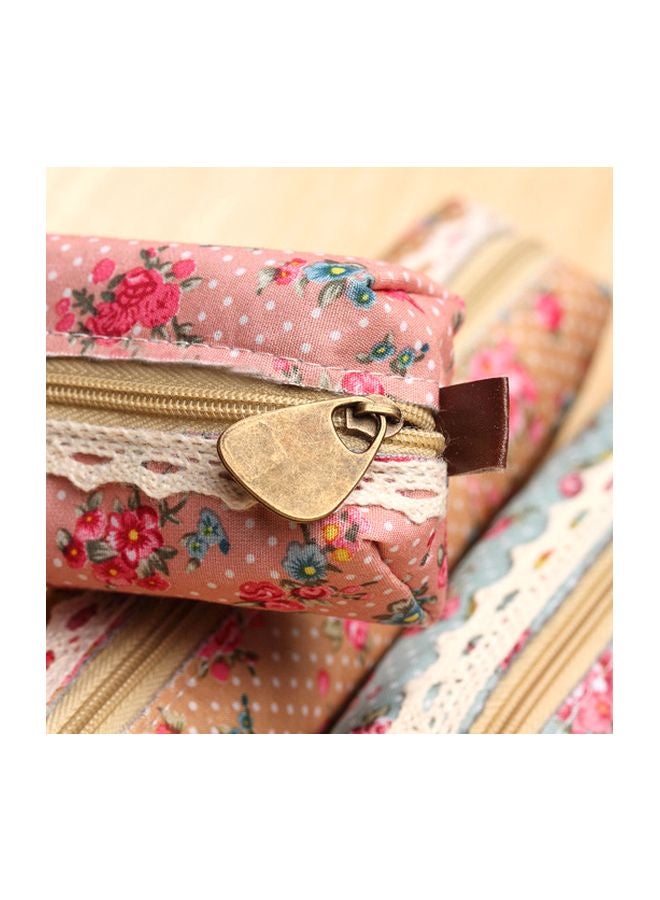 إسكدنيا حافظة أقلام مرسوم عليها أزهار وردي/أخضر/أزرق - Image 3