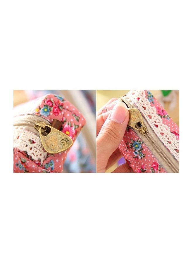 إسكدنيا حافظة أقلام مرسوم عليها أزهار وردي/أخضر/أزرق - Image 4