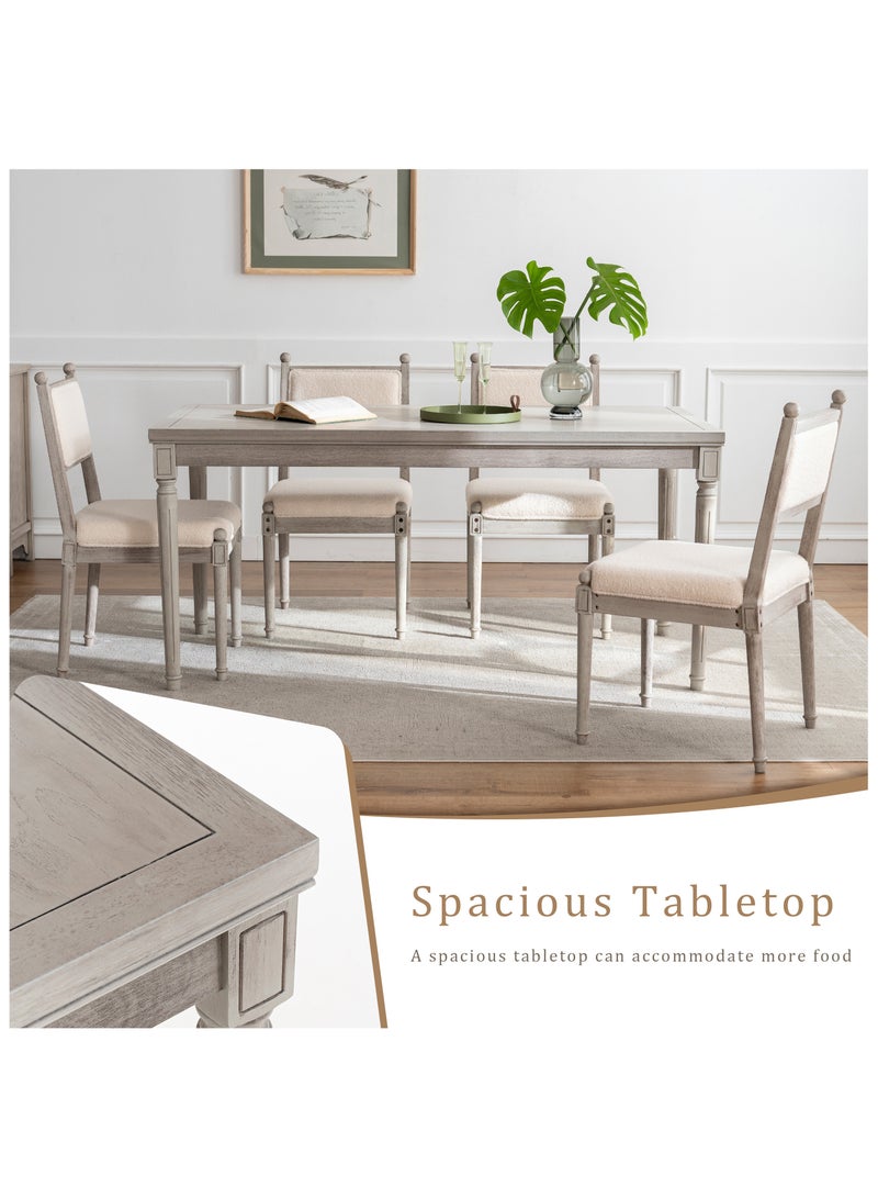 DOOHWAN Luxury Solid Wood Dining Table for 6 People, Natural Wood Veneers with Non-Toxic Water Based Paint Finish, Vintage Large Kitchen & Dining Room Table - Image 3