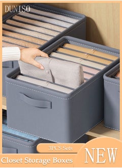 DUNISO 3pcs Wardrobe Clothes Organizer Foldable Closet Storage Organizer for Clothes Jeans Washable Closet Storage Boxes with Carrying Handles Cube Storage Bin for Home Bedroom Office  - Image 1