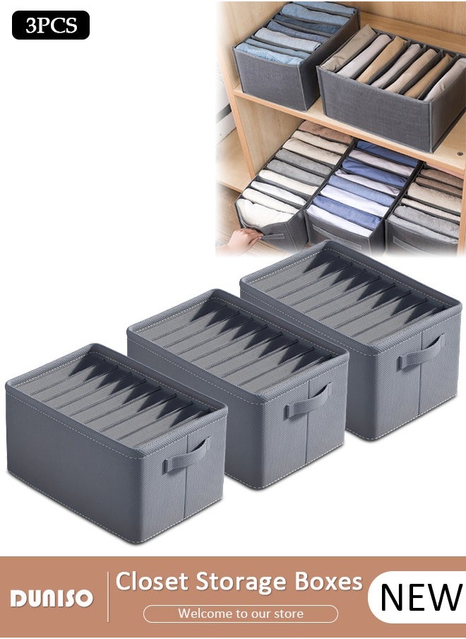 DUNISO 3pcs Wardrobe Clothes Organizer Foldable Closet Storage Organizer for Clothes Jeans Washable Closet Storage Boxes with Carrying Handles Cube Storage Bin for Home Bedroom Office  - Image 1