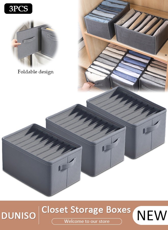 DUNISO 3pcs Wardrobe Clothes Organizer Foldable Closet Storage Organizer for Clothes Jeans Washable Closet Storage Boxes with Carrying Handles Cube Storage Bin for Home Bedroom Office - Image 1