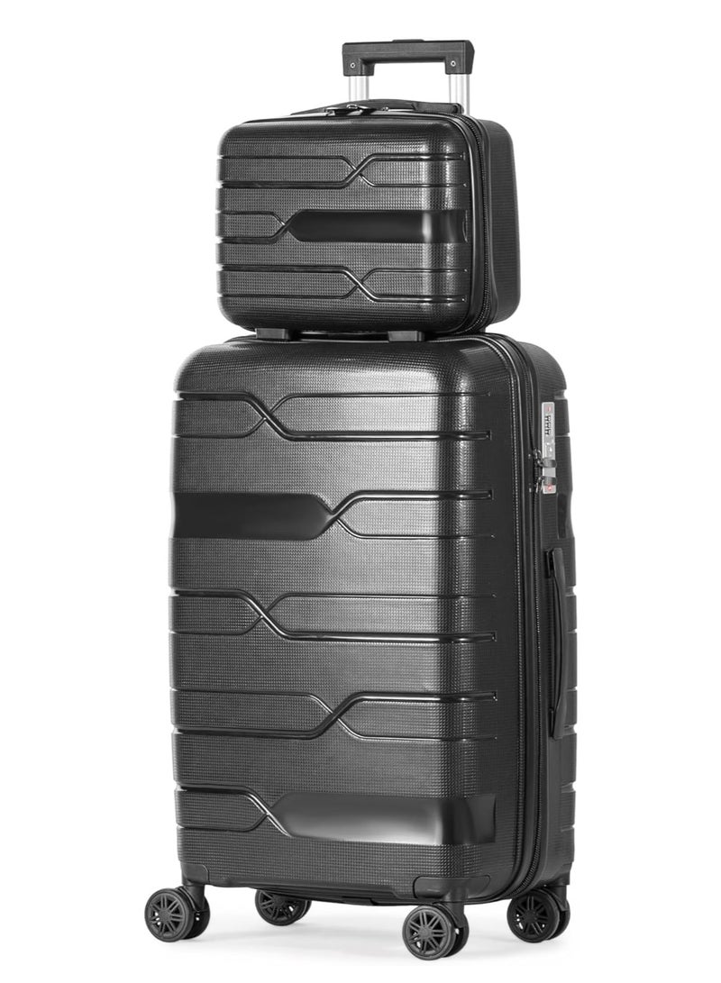 milano Milano Complete 5 Piece Luggage Set Size 12/14/20/24/28 - Made of Unbreakable Polypropylene, Black - Image 3