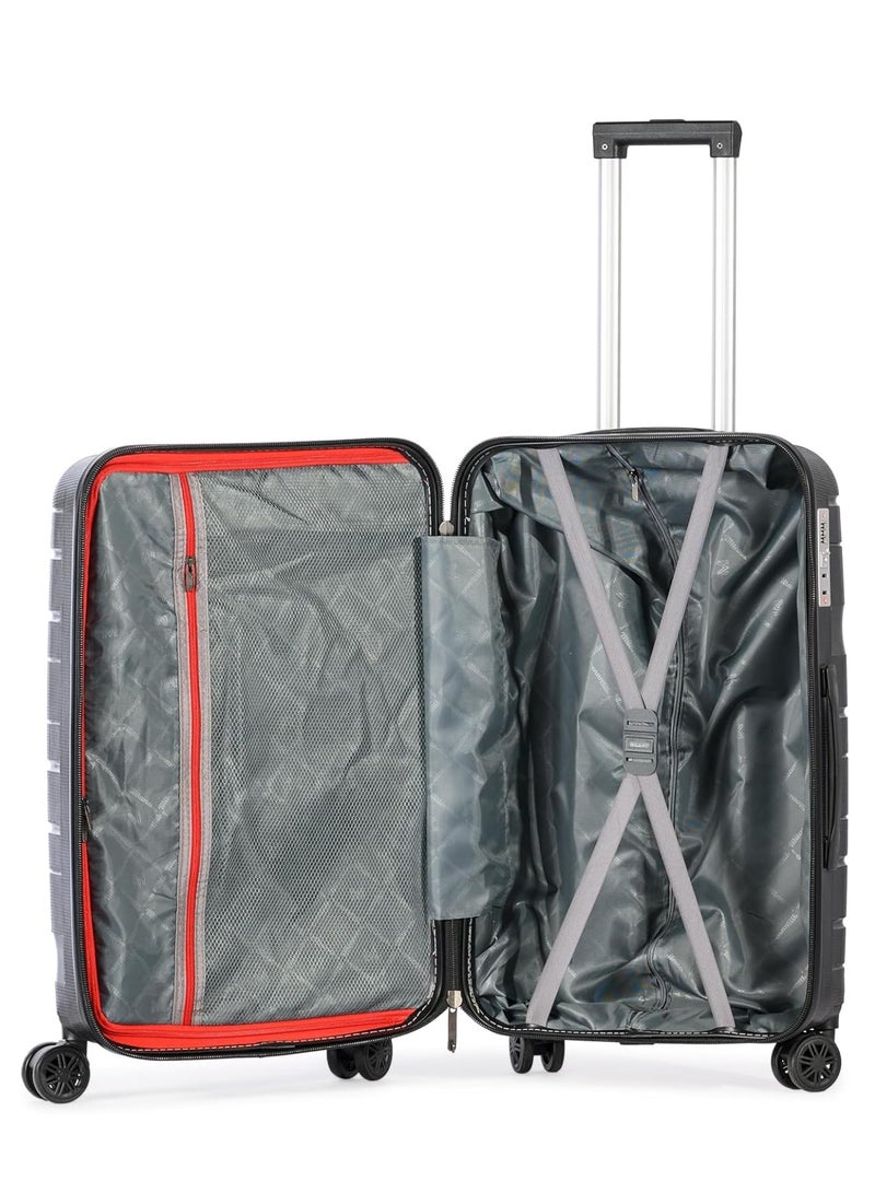 milano Milano Complete 5 Piece Luggage Set Size 12/14/20/24/28 - Made of Unbreakable Polypropylene, Black - Image 4