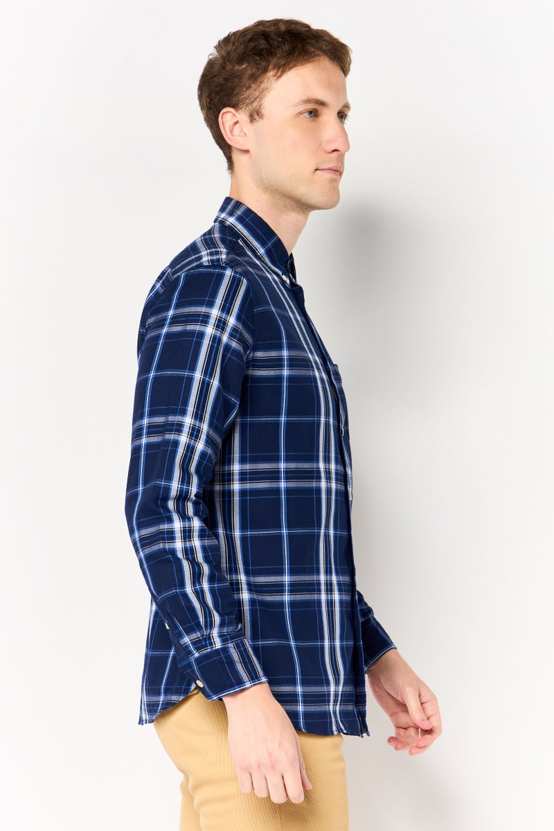 Chaps Men Regular Fit Plaid Long Sleeve Casual Shirt, Multicolor - Image 3