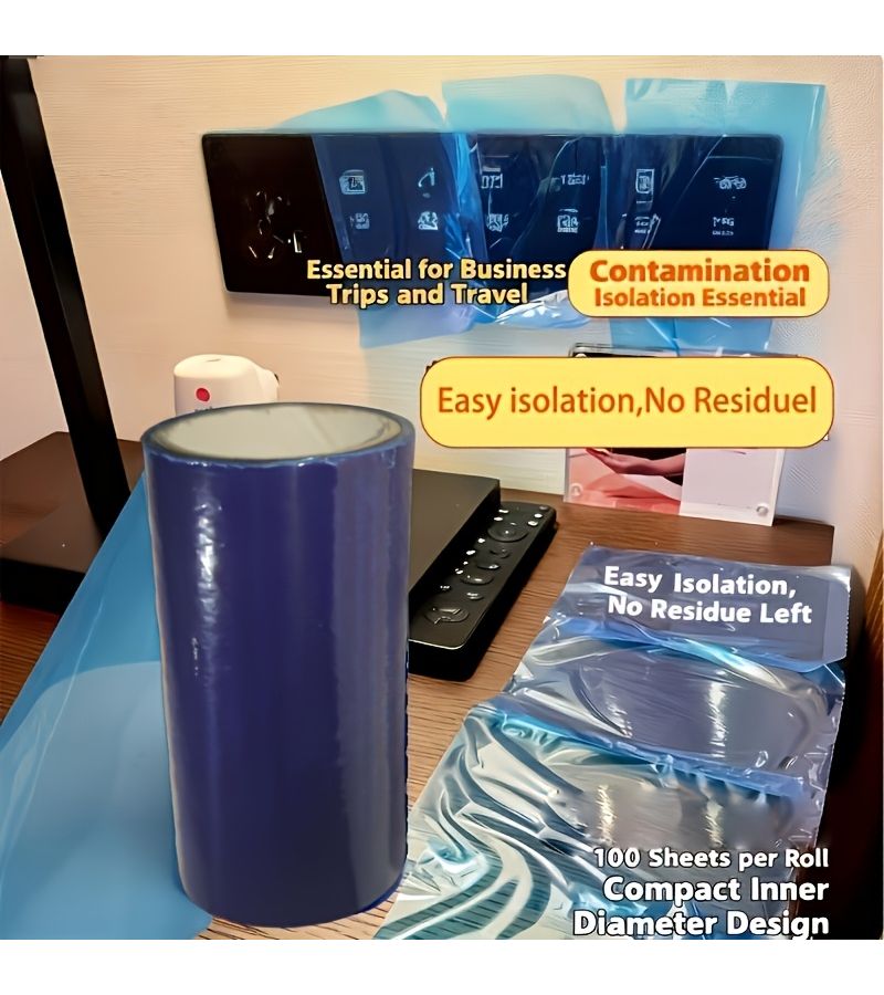 2 Rolls Blue Plastic Isolation Film Bathroom Shower Divider Easy Peel Stick Installation - Image 5