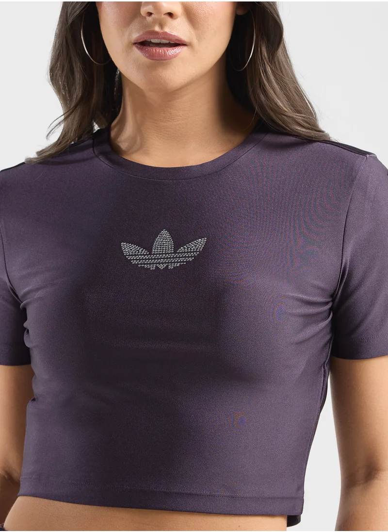 اديداس اوريجينالز Rhinestone Trefoil T-Shirt