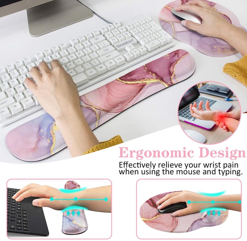 LATEEFAH Mouse Pad with Wrist Rest, 3-in-1 Gaming Mouse Pad, Keyboard Wrist Rest, Ergonomic Memory Foam Mousepad with Wrist Support for Computer Keyboard - Image 4