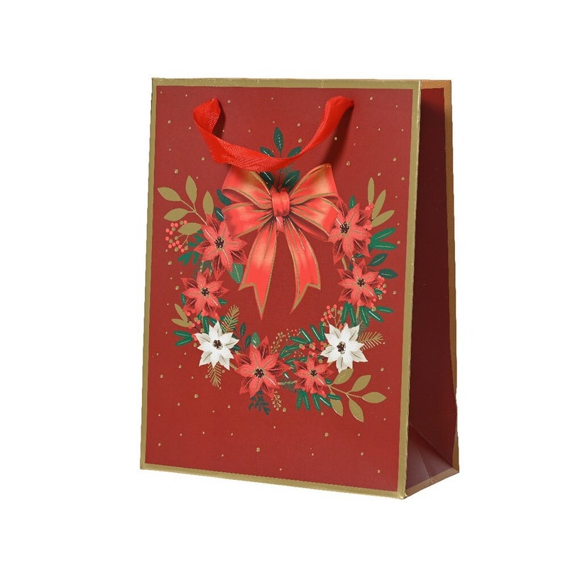 حقيبة هدايا كامينغك - ورق فويل، تغليف عطلة عيد الميلاد، لف هدايا عيد الميلاد الاحتفالية، لمسة ديكور منزلية موسمية - أحمر صغير