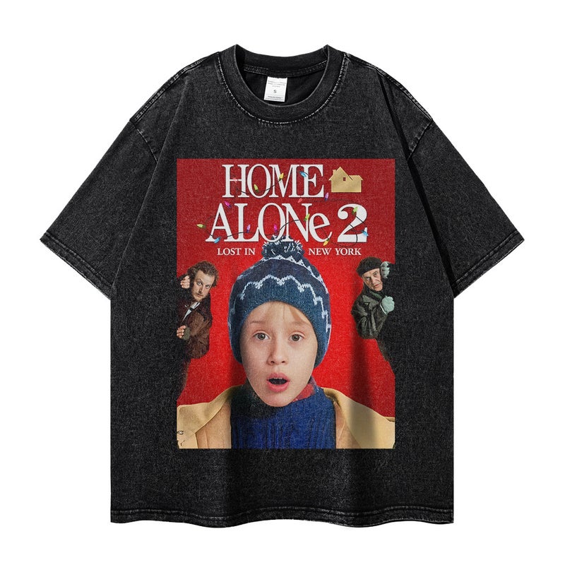 American Retro Short-sleeved Mens and Womens Washed Old Loose Round Neck Movie Poster Printed T-shirt Fashion Brand XX1495 - Image 4
