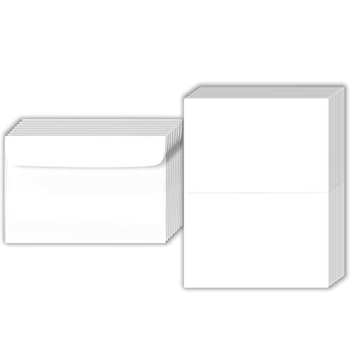 S Superfine Printing Big Blank Scored Folding Cards Set 85 x 11 White Cardstock and 6 x 9 Envelopes Perfect for Business Greetings Invitations Bridal Shower Birthday Weddings Bulk 50 Cards and 50 Envelopes - Image 1