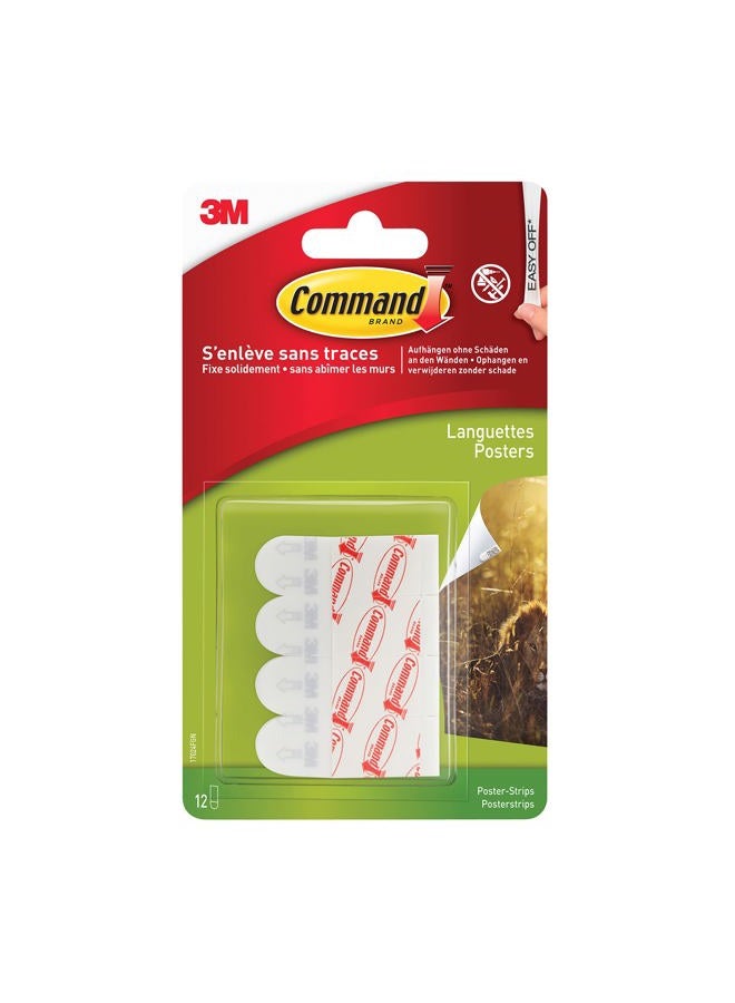 Command 17024 Poster Strips (Size: S, Removable, for Posters, Photos and Calendar Pack of 12), White - Image 1