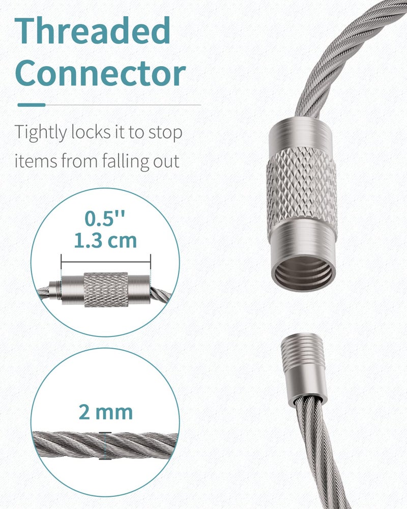 Pawfly Pawfly 6 Inch Wire Keychain Cable Large Stainless Steel Key Ring Loop Holder for Outdoor Hiking Heavy Duty Connectable Luggage Tag Keeper for Sport and Travel, 25 Pack  - Image 3