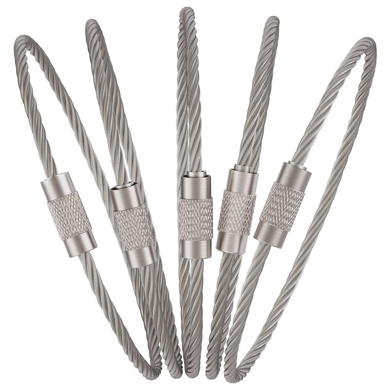 Pawfly Pawfly 6 Inch Wire Keychain Cable Large Stainless Steel Key Ring Loop Holder for Outdoor Hiking Heavy Duty Connectable Luggage Tag Keeper for Sport and Travel, 25 Pack  - Image 1