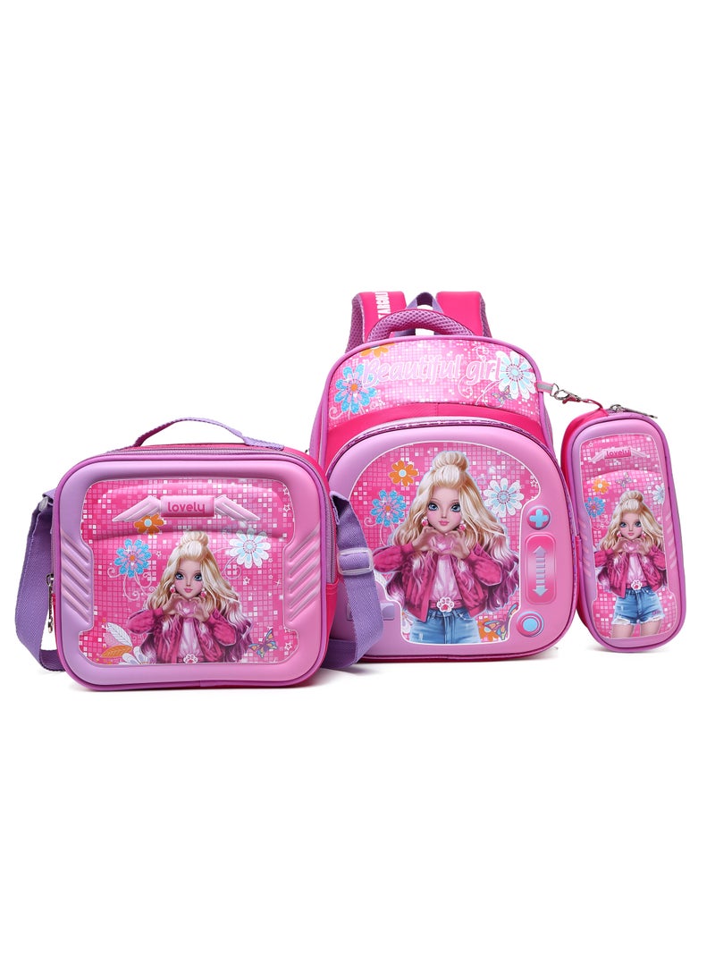 Stargold Baby Backpack 3Pcs Combo For Baby Girl With Adjustable Strap For School 12 Inch  - Image 1